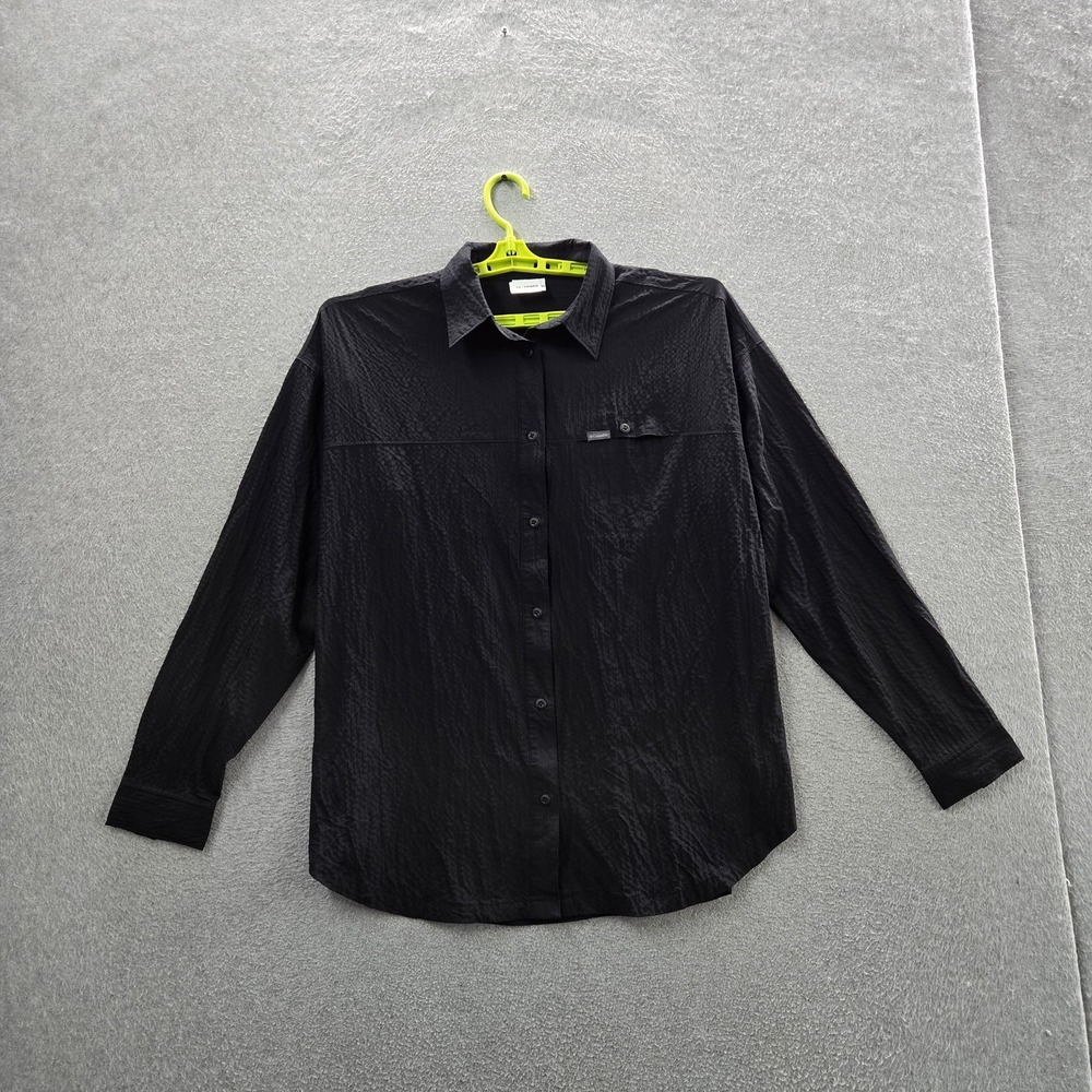 Columbia Men Button Up Shirt XL Black Elastane Nylon Activewear Long